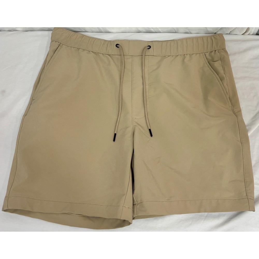 Goodfellow Tech Jogger Shorts L Khaki UPF 50+ Recycled Quick Dry Stretch